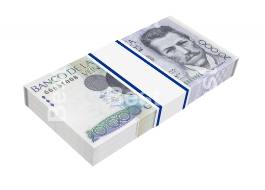 Colombian pesos money isolated on white background. 