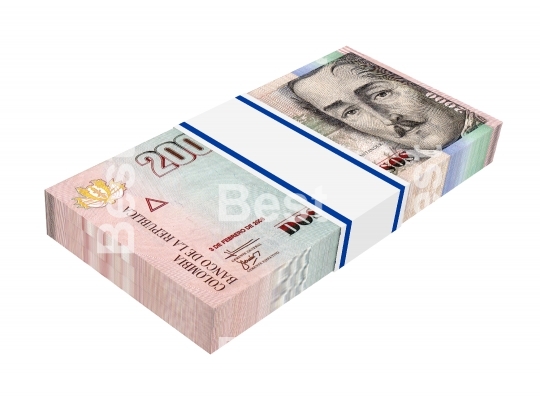 Colombian pesos money isolated on white background.