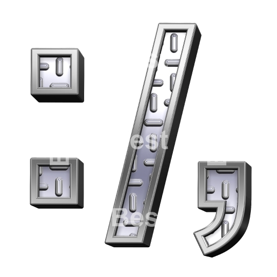 Colon, semicolon, period, comma from steel tread plate alphabet set - variant.