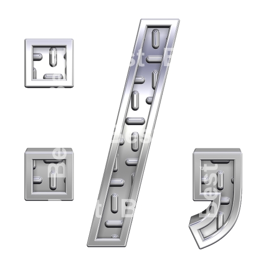 Colon, semicolon, period, comma from steel tread plate alphabet set