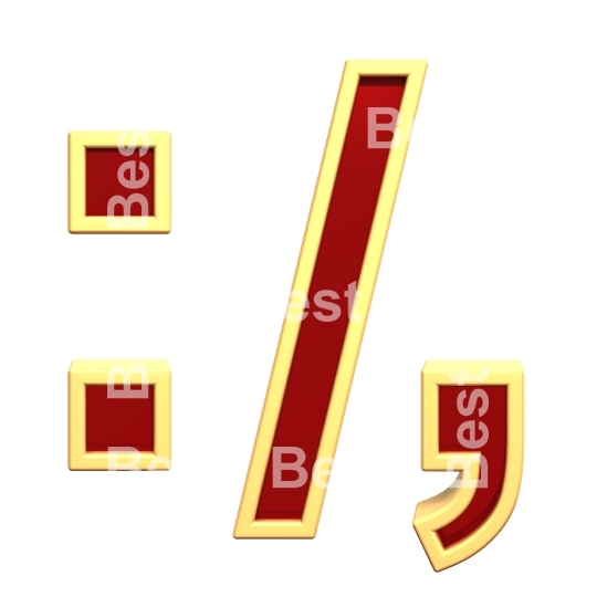 Colon, semicolon, period, comma sign from ruby alphabet set