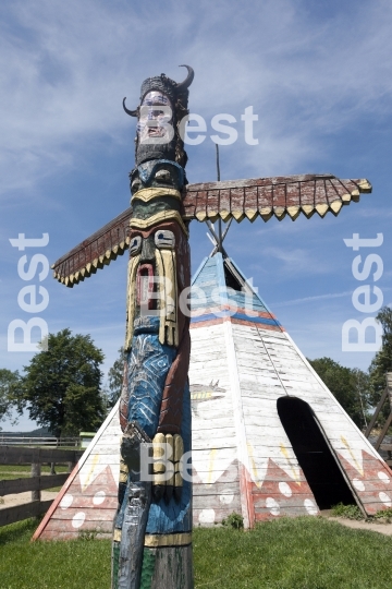 Colorful totem pole