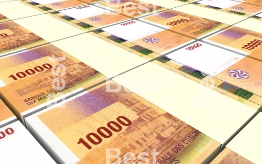 Comorian franc bills stacks background
