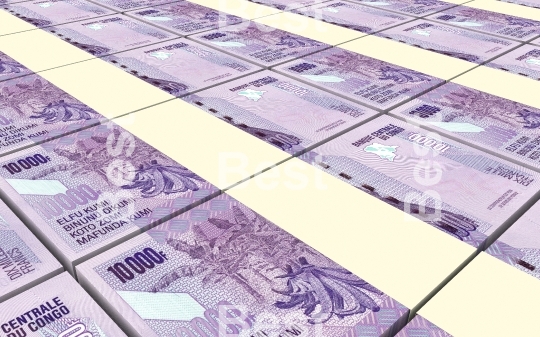Congolese francs bills stacked background