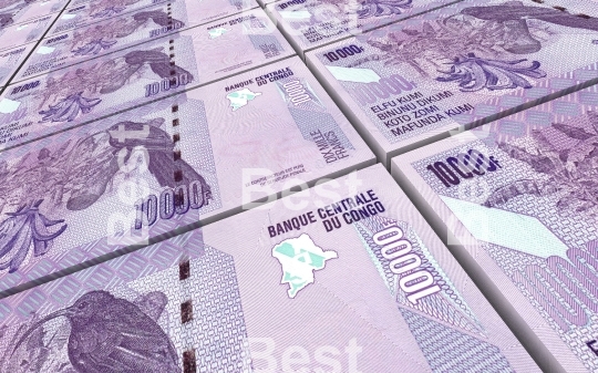 Congolese francs bills stacked background