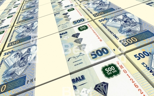 Congolese francs bills stacked background