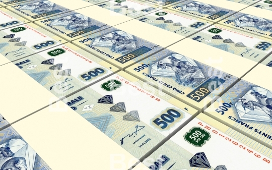 Congolese francs bills stacked background