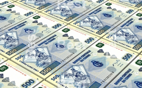Congolese francs bills stacked background