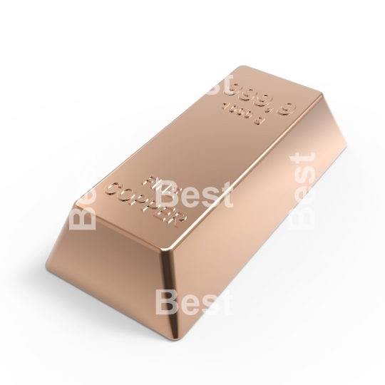 Copper ingot isolated on white.