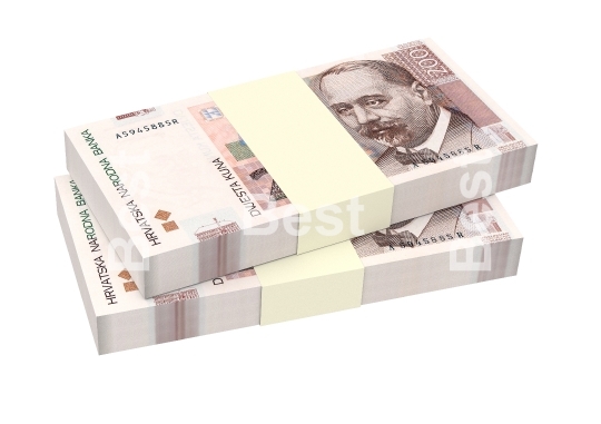 Croatian kuna bills isolated on white background