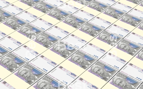 Croatian kuna bills stacks background