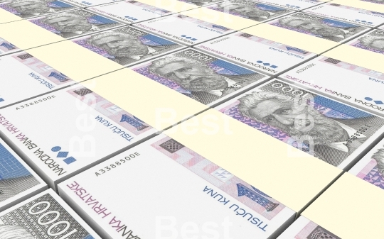 Croatian kuna bills stacks background