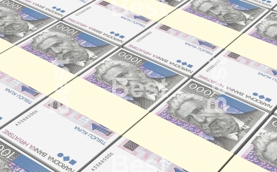 Croatian kuna bills stacks background