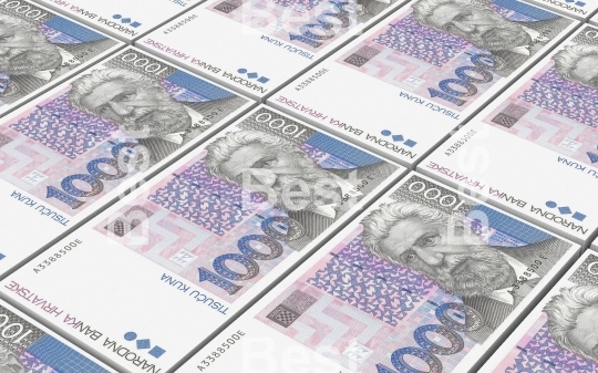 Croatian kuna bills stacks background