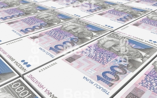 Croatian kuna bills stacks background