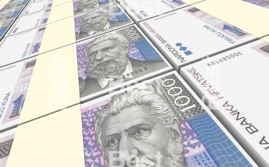Croatian kuna bills stacks background