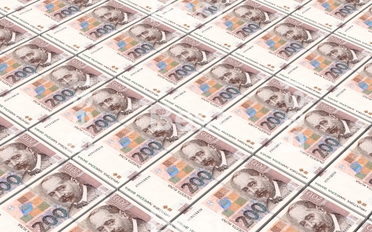 Croatian kuna bills stacks background