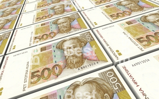 Croatian kuna bills stacks background