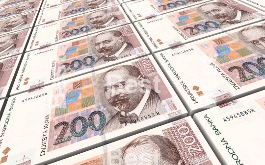 Croatian kuna bills stacks background