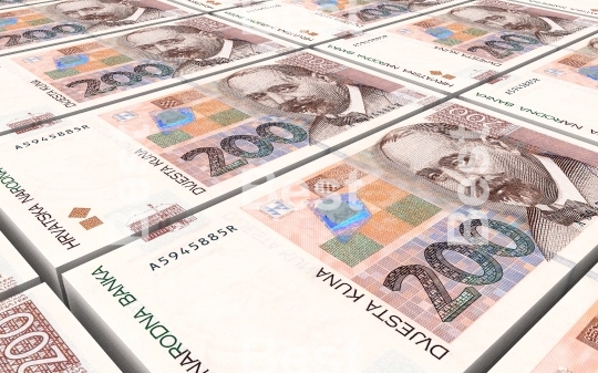 Croatian kuna bills stacks background