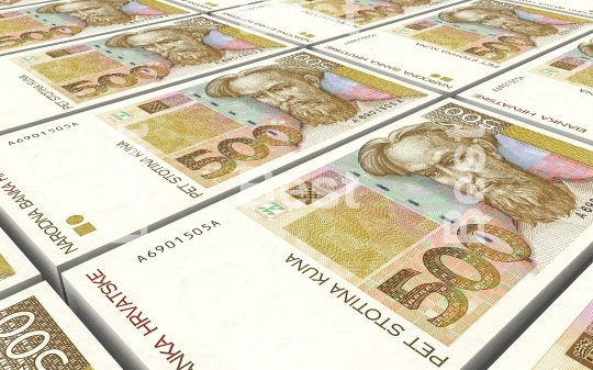 Croatian kuna bills stacks background