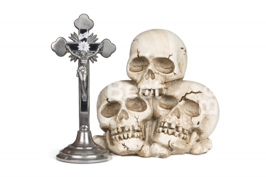 Crucifix and human skull