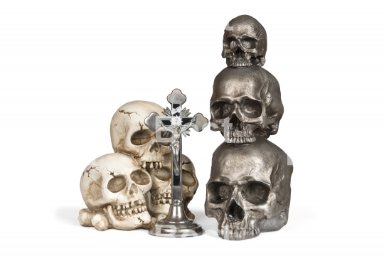 Crucifix and human skull