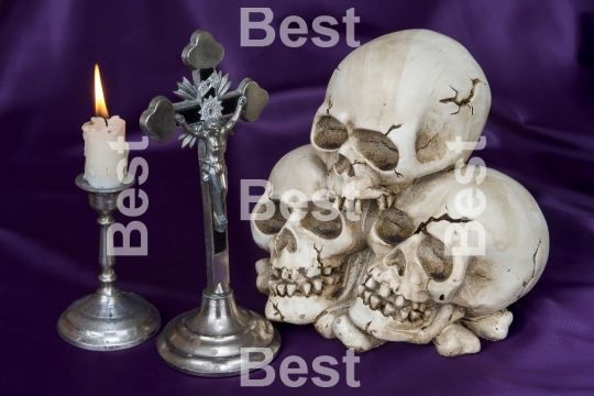 Crucifix and human skull