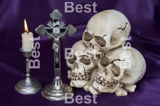 Crucifix and human skull