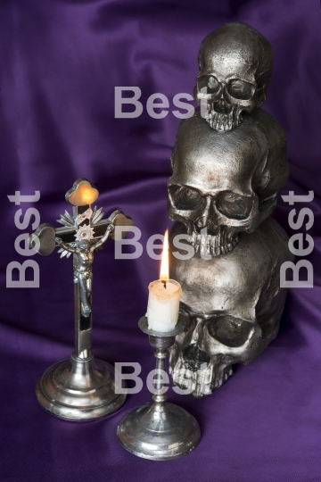 Crucifix and human skull