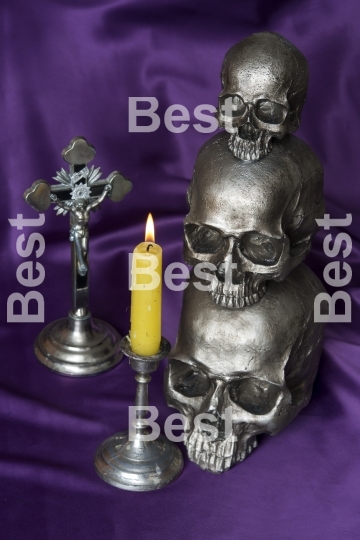 Crucifix and human skull