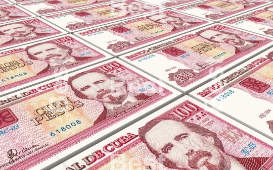 Cuban pesos bills stacks background