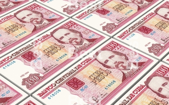 Cuban pesos bills stacks background