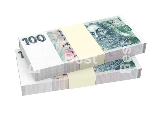 Czech koruna bills isolated on white background