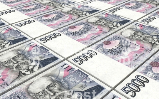 Czech koruna bills stacks background