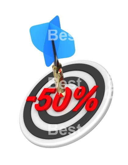Dart hitting 50 percent off discount target.