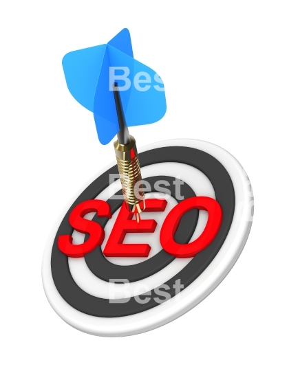 Dart hitting target. SEO concept