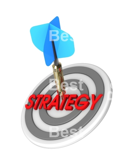 Dart hitting target. Strategy concept