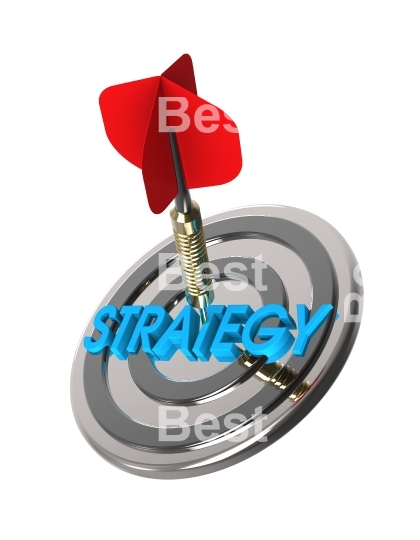 Dart hitting target. Strategy concept