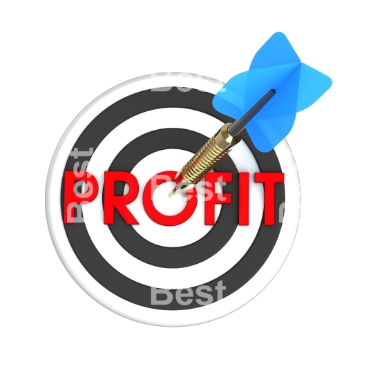 Dart hitting target. The concept of financial success