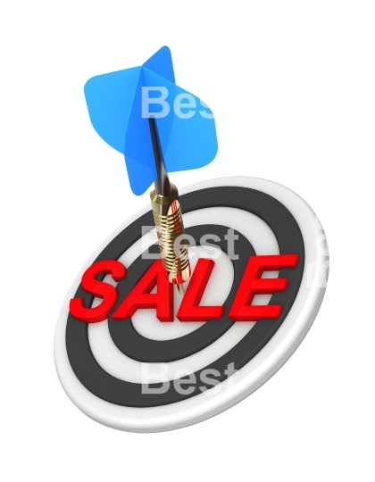 Dart hitting target. The concept of sales and occasion
