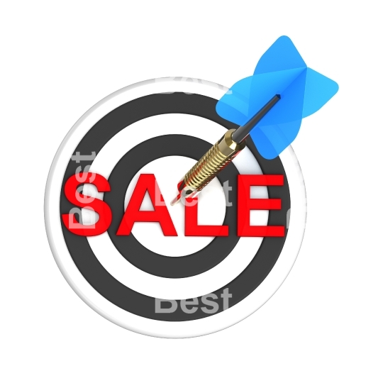 Dart hitting target. The concept of sales and occasion