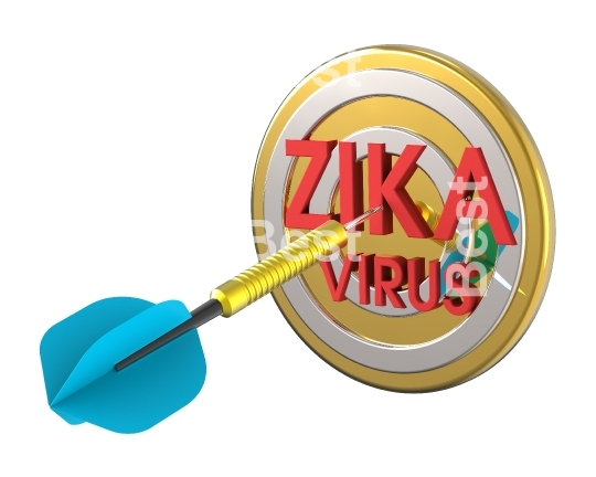 Dart hitting target. Zika in a target concept.