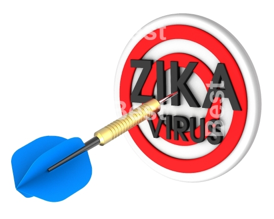 Dart hitting target. Zika in a target concept.