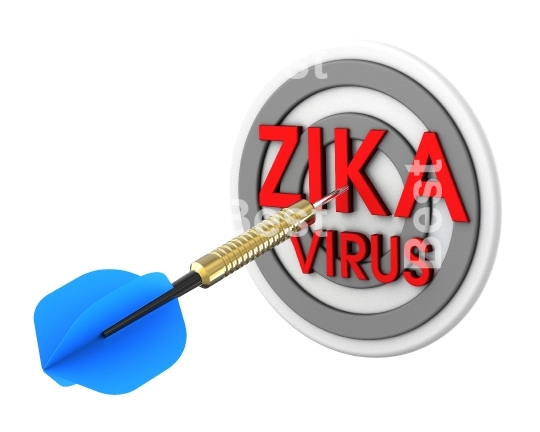 Dart hitting target. Zika in a target concept.