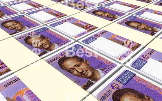 Djiboutian franc bills stacks background