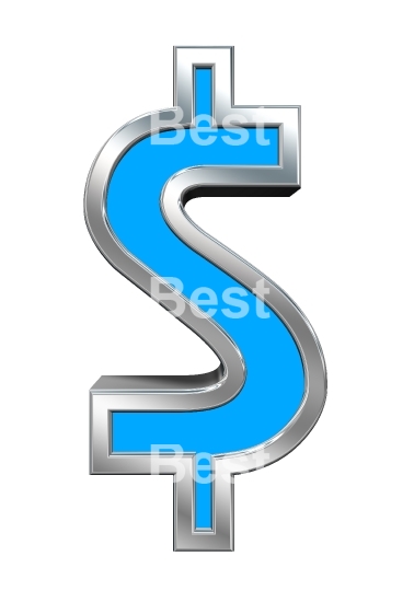 Dollar sign from blue with chrome frame alphabet set