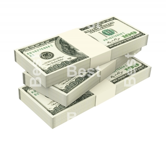 Dollars money isolated on white background.