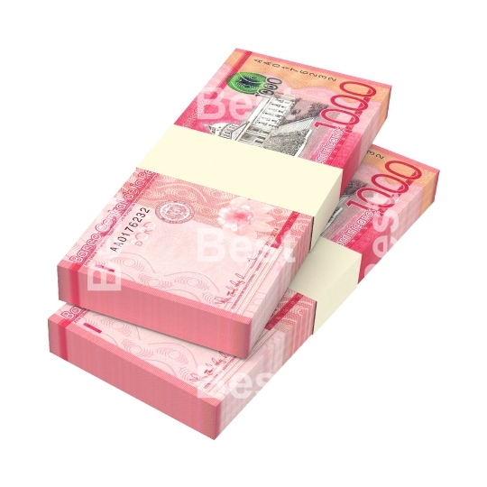 Dominican peso bills isolated on white background