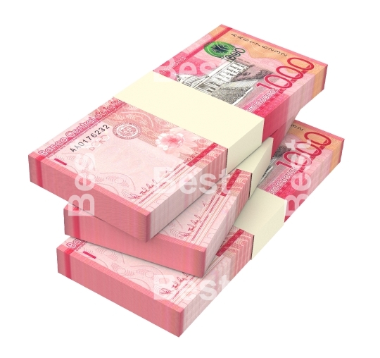 Dominican peso bills isolated on white background